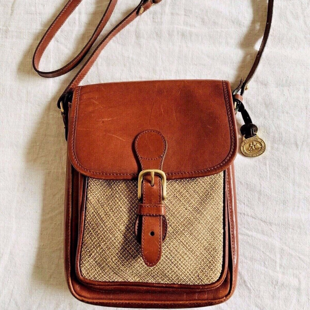 Brahmin Whiskey Leather and Linen Crossbody